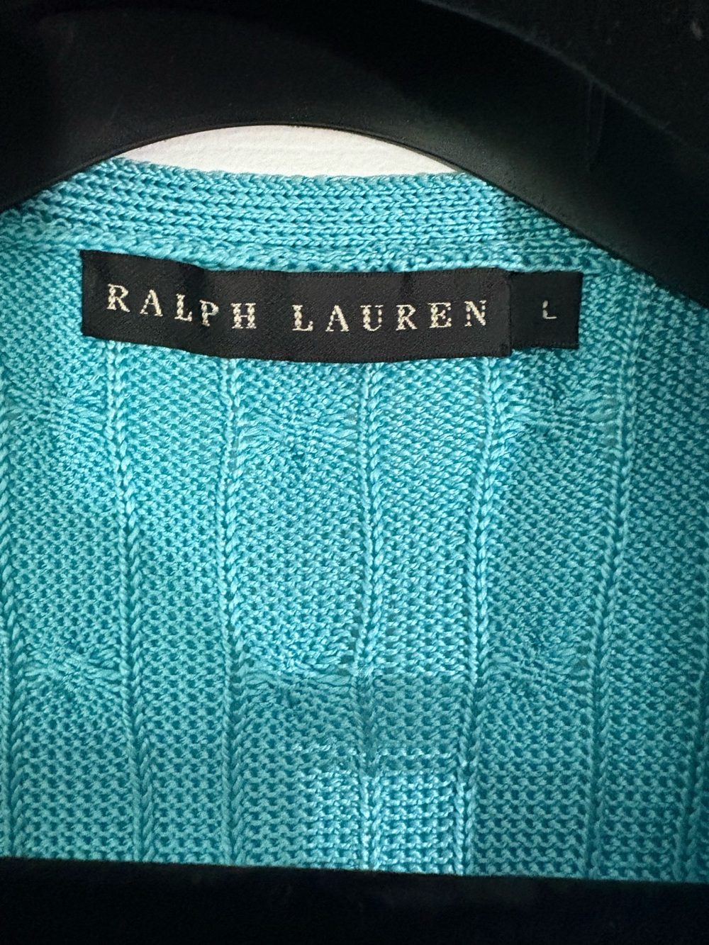 Ralph Lauren Women's Turquoise Cable Knit Sweater